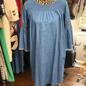 Blue Denim Smocked Dress
